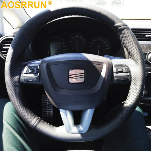 Car Accessories Leather Steering Wheel Cover For Seat Leon Alhambra Toledo 2011 2010 2012