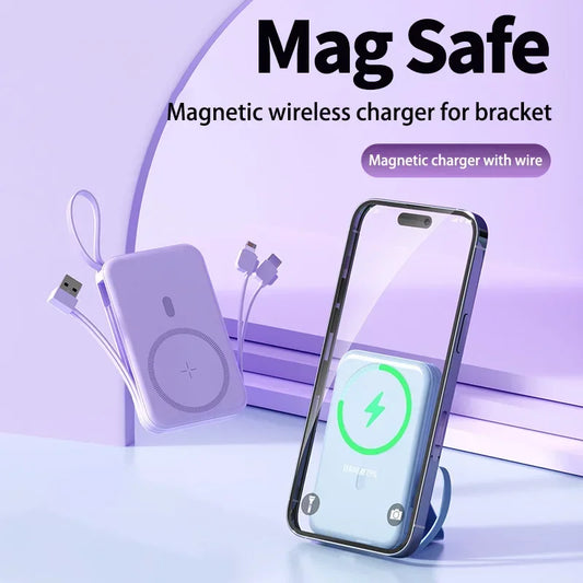 200000mah Magnetic Power Bank Magsafe Wireless Charging 22.5w Fast Charging Built-in Line Portable Power Bank For Iphone